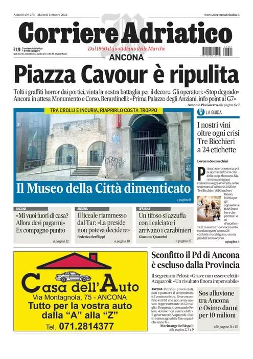 Prima-pagina-corriere adriatico-edizione-di-oggi-01-10-2024